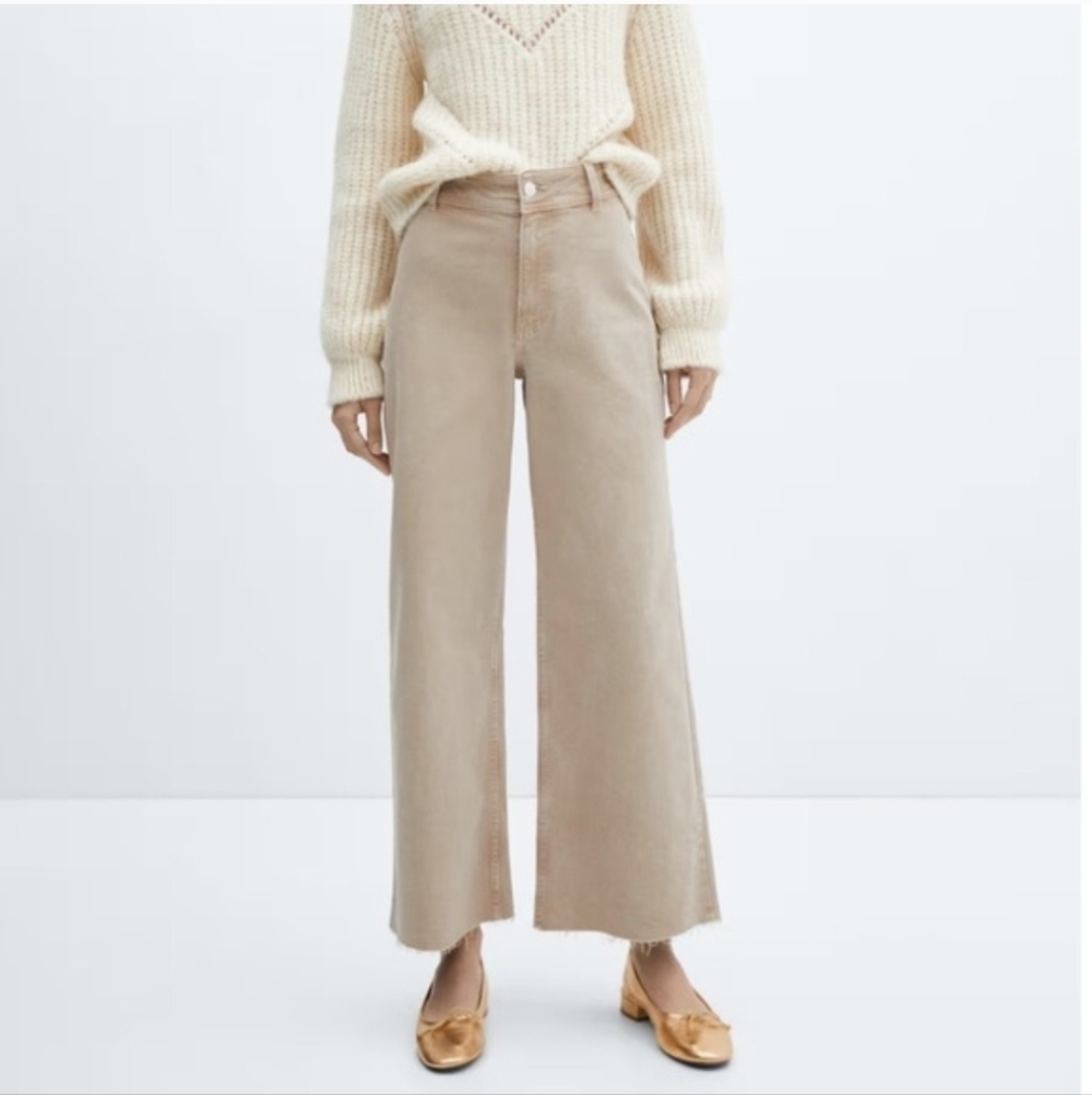 Mango Women's Cropped Tan Jeans